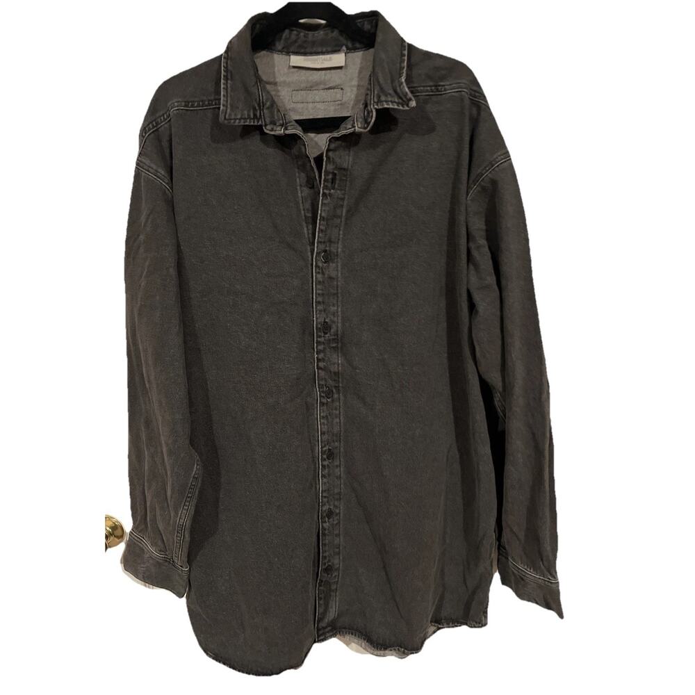 Essentials Fear Of God Cotton UNISEX Denim Oversized Denim Shirt Jacket Size M